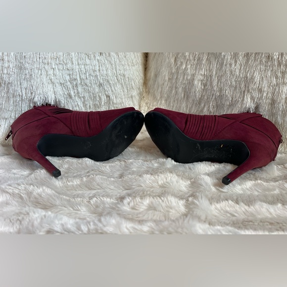 Charming Charlie Burgundy Open-Toe Booties - Picture 9 of 14